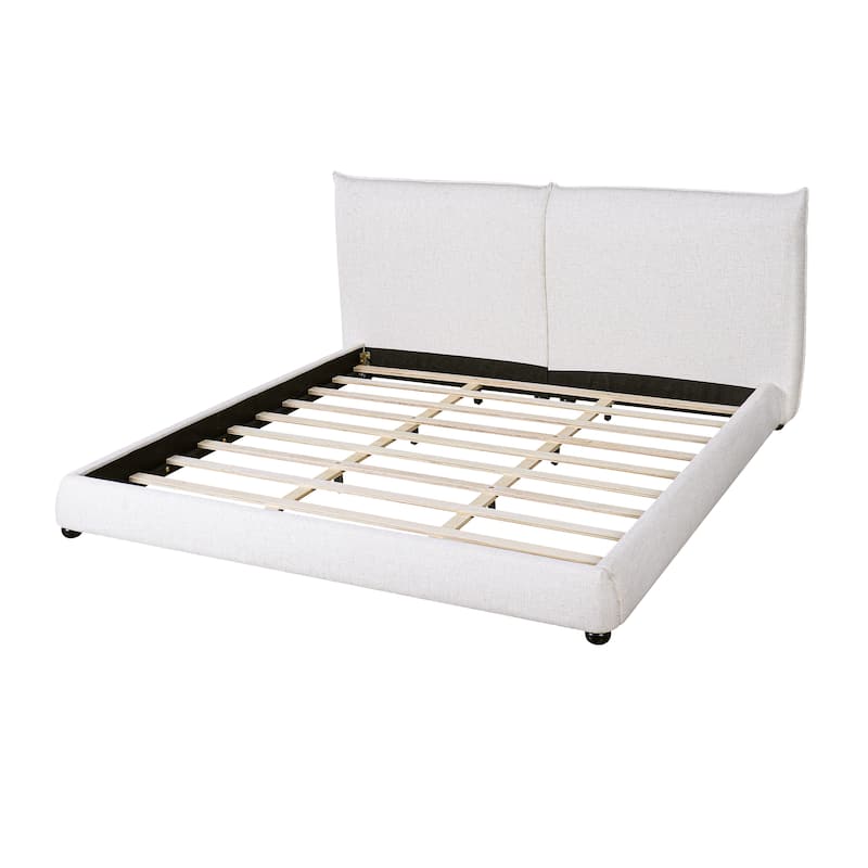 Christopher Knight Home - Naomi Modern Linen Upholstered King Platform Bed with Pillow-Back Headboard