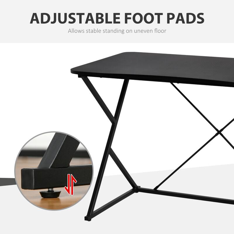 HOMCOM 43" Computer Desk Study Student Writing Table with Z and X Bar Frame Support for Living Room, or Home Office, Black
