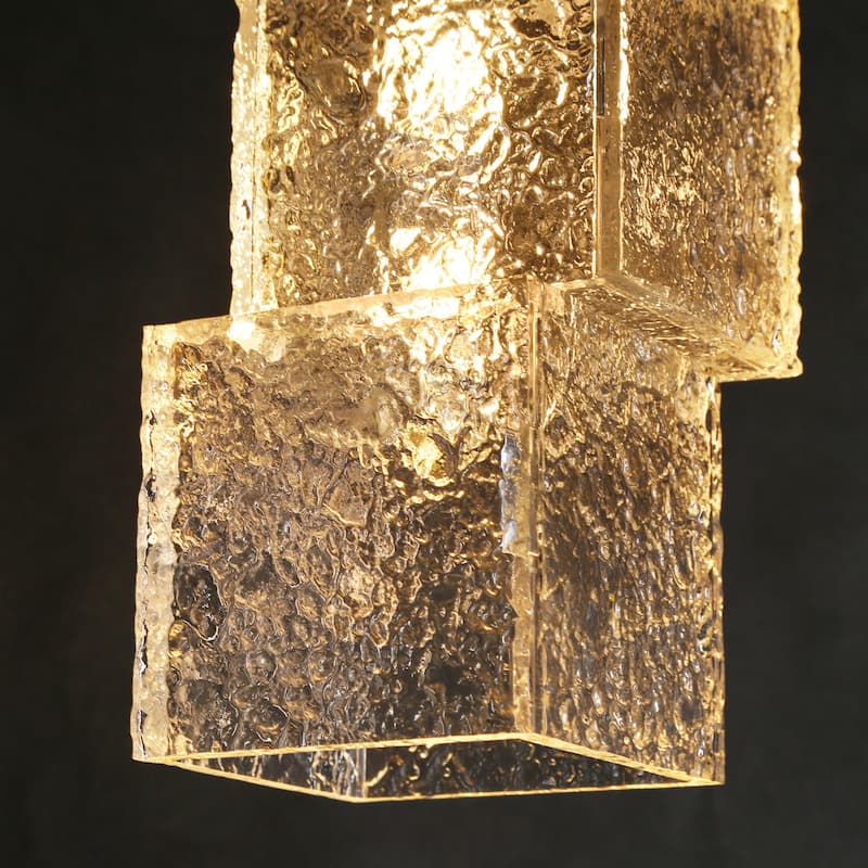 Modern Farmhouse 1-Light Kitchen Island Pendant Light Water Textured Rectangle Shade for Dining Room