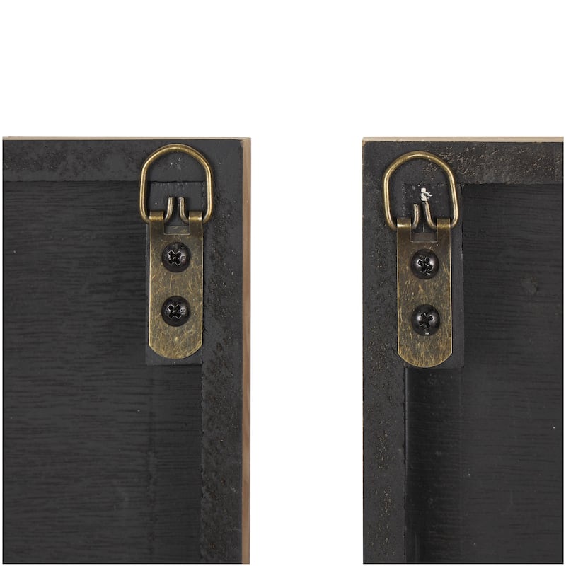 Wooden Geometric Carved Two-Toned Striped Home Wall Decor - Set of 2 Brown - Roche River Decor