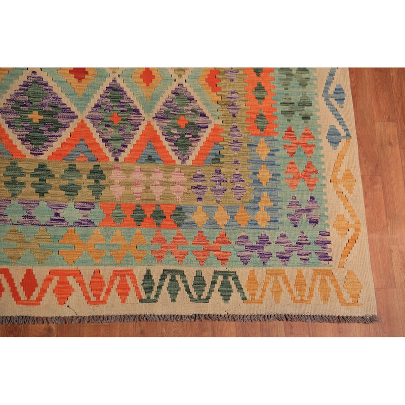 Southwestern Kilim Oriental Large Rug Hand-Woven Wool Carpet - 10'0"x 16'4"