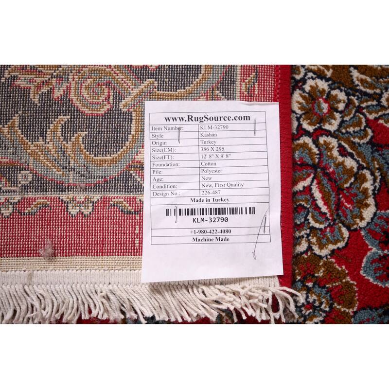 Victorian Style Red Kashan Turkish Area Rug Red Machine Made Carpet - 9'8" x 12'8"