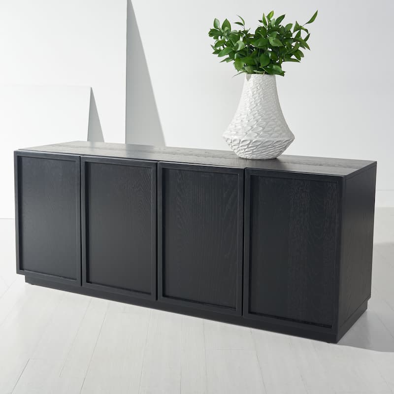 SAFAVIEH Couture Zeus 4 Door Wood Media Stand - 58"W x 18"D x 24"H - Black