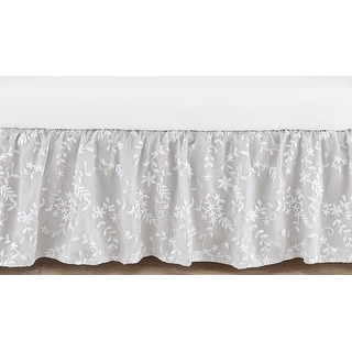 Grey Floral Vintage Lace Collection Girl Crib Bed Skirt - Gray Luxurious Elegant Princess Boho Shabby Chic Luxury Glam Flower