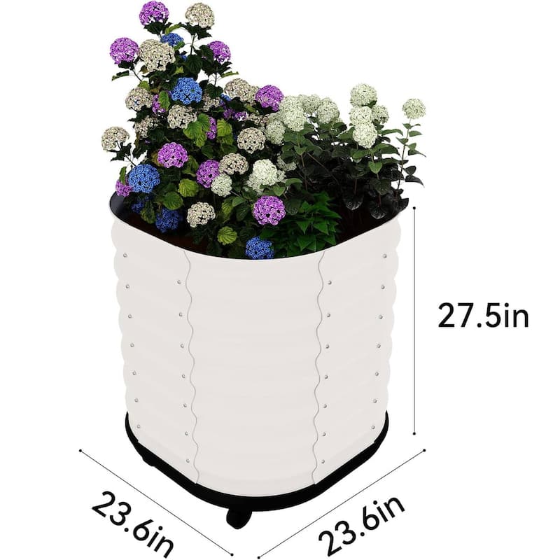 23.6" Self-Watering Rolling Metal Garden Bed - 1 PC