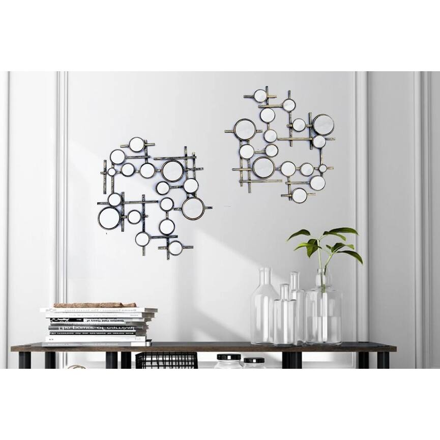 Two PieceMetal Wall Accent Mirror Combination Decortaive Wall Mount