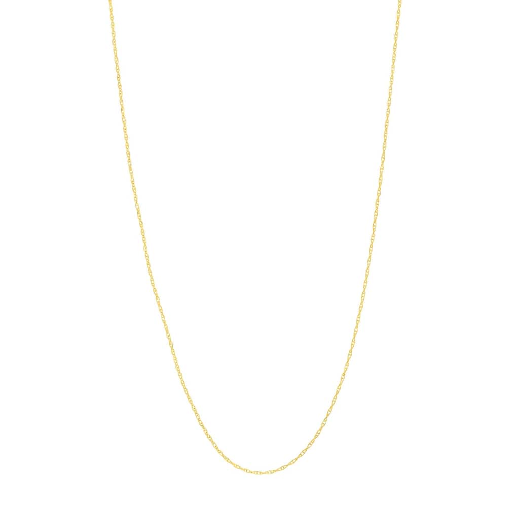 Curata 10k Yellow Gold 0.65mm Rope Chain Necklace (Spring Ring)