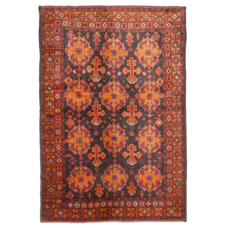 ECARPETGALLERY Hand-knotted Teimani Black Wool Rug - 4'6 x 6'9