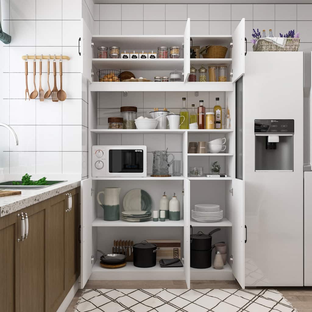 78"H Kitchen Pantry Storage Cabinets with Hutch Kitchen Buffet
