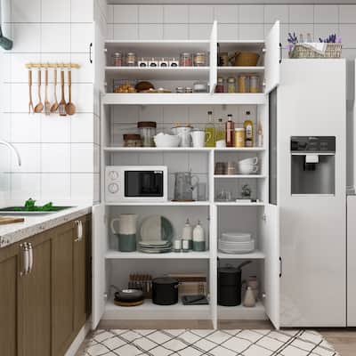 78"H Kitchen Pantry Storage Cabinets with Hutch Kitchen Buffet