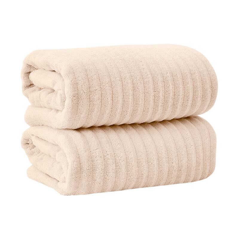 Linery & Co. Combed Cotton Bath Towel Set - Bath Sheet (Pack of 2) - Pink Sand