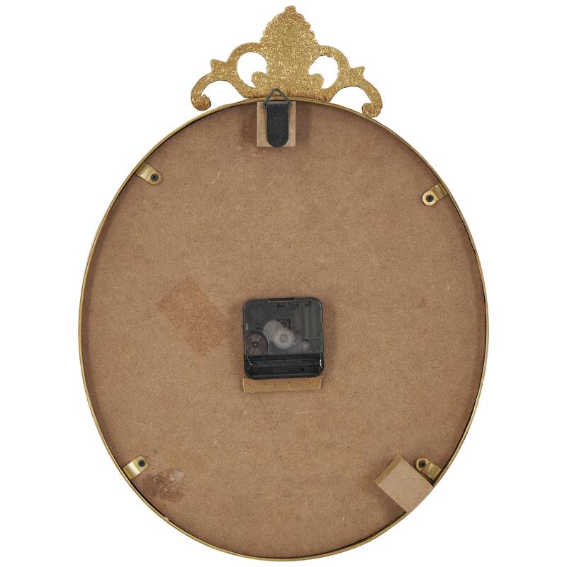 Metal Antique Inspired Decorative Wall Clock with Scrolled Finial - Gold - Roche River Decor