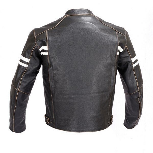Trendy Biker Style Vintage Buffed Black Leather Jacket for Men