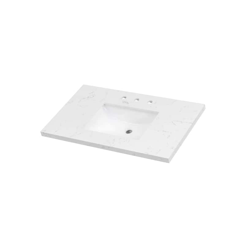 37'' Engineered Stone Vanity Top with Undermount Sink - 37.00 L x 22.00 D x 7.70 H"