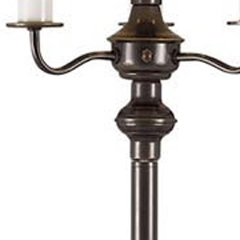 HomeRoots 60" Bronze Four Light Traditional Shaped Floor Lamp With Beige Square Shade - 18