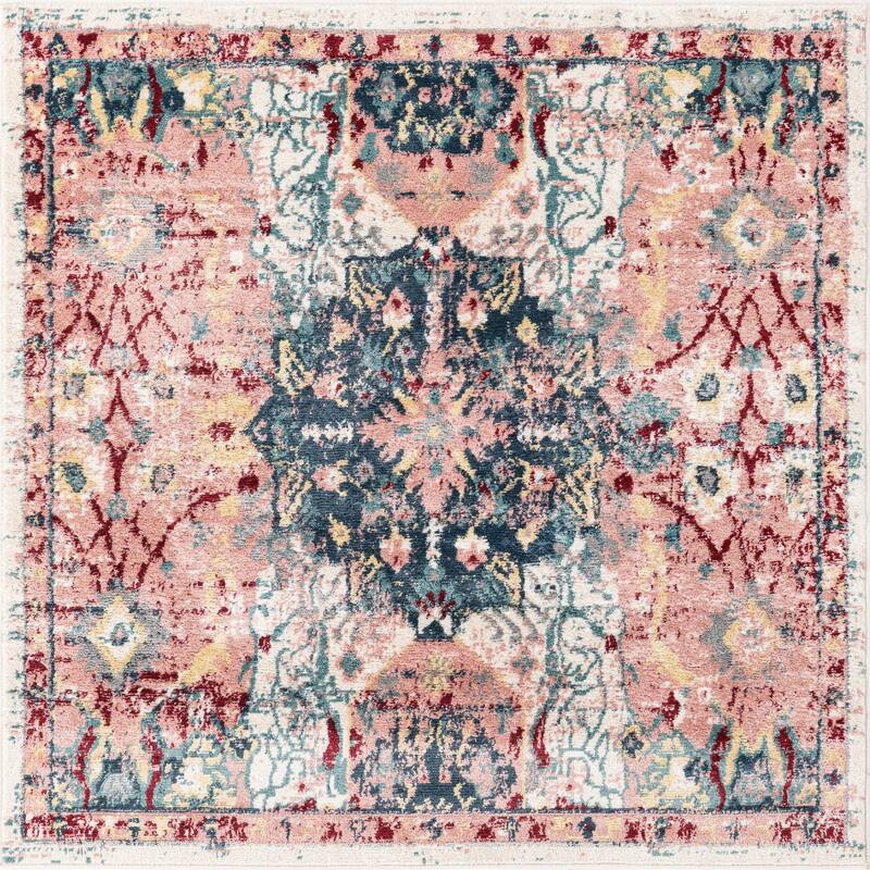 Contemporary Synnove Collection Area Rug - 5' Square - Pink