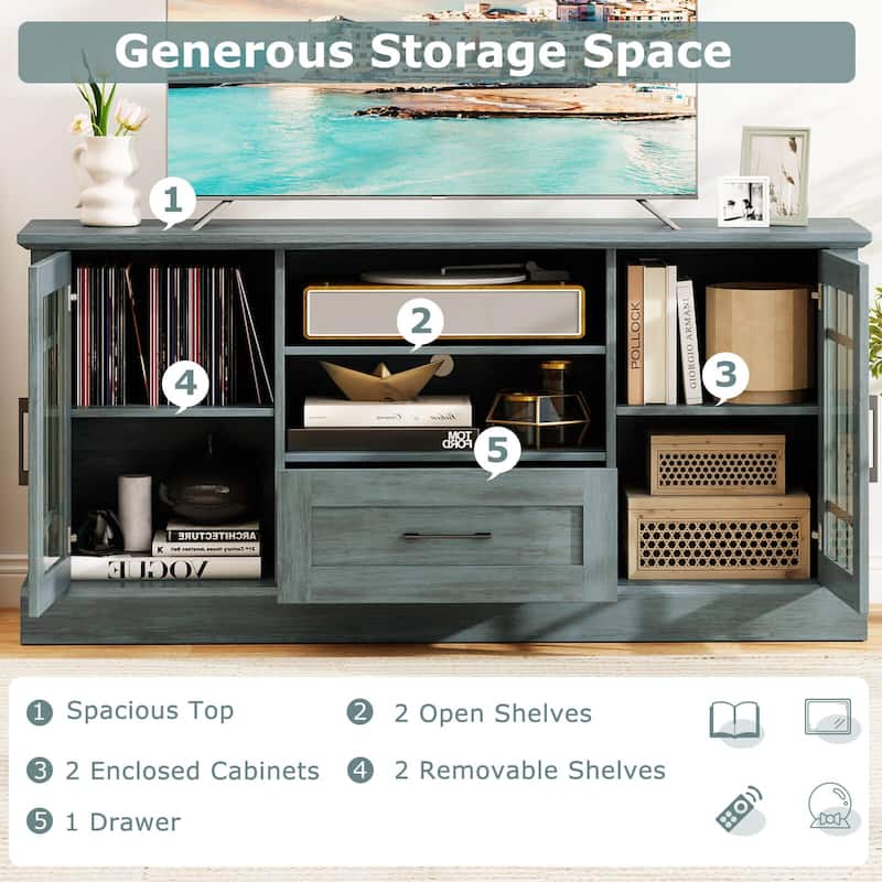 Costway Farmhouse TV Stand for TVs up to 70" Media Center with Glass - See Details