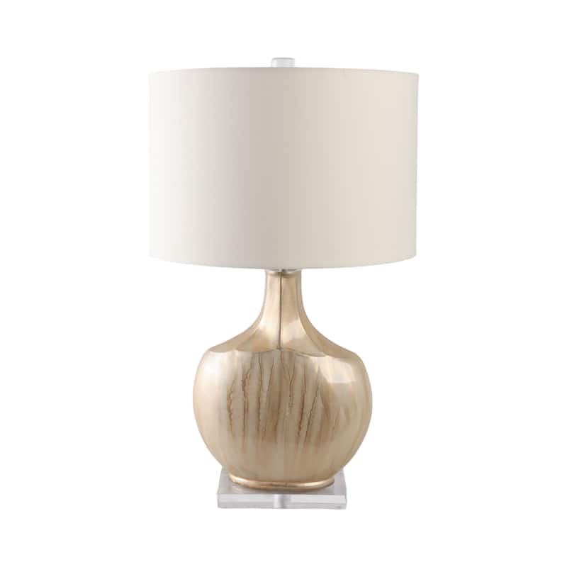 Glass Metal Table Lamp Handfinished with Linen Shade - 32" Gold - 18" x 18" x 32"