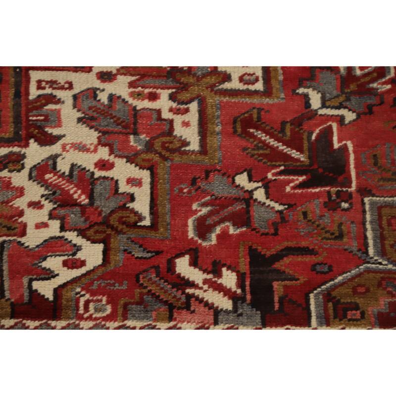 Hand Knotted Oriental 100% Wool Carpet Traditional Medallion Red Heriz Area Rug - 11' 11'' X 9' 4''