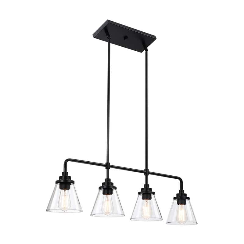 4-Light Black Kitchen Island Light Liner Chandelier - 38.6 in. W
