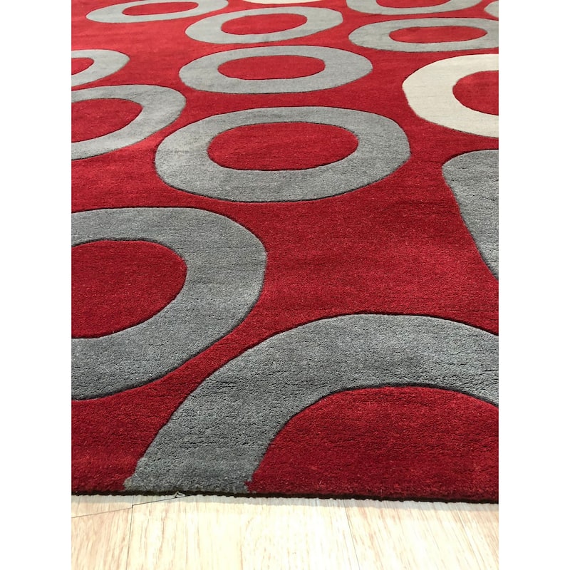 Home Decor EORC Hand-Tufted Wool Modern Tufted Rug, Red Vibrant & Stylish Area Rug for Adding Bold Contemporary Elegance to You