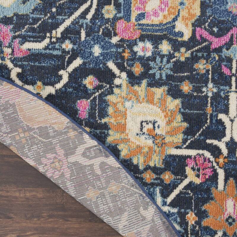 Roha Power Loomed Geometric Floral Area Rug By HomeRoots - 8' Round