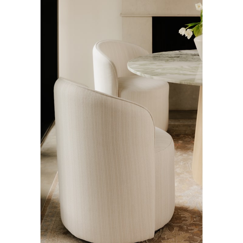 NADAAL STUDIOS Virelith Outdoor Dining Chair, Swivel Base with Aluminium Frame and Olefin Upholstery, Cream