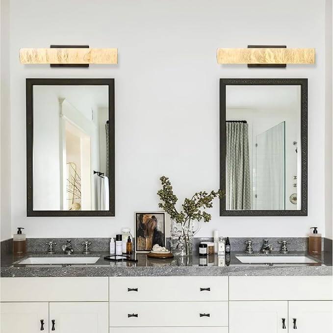 KAYLA 1-Light 20" Black LED Alabaster Wall Sconce