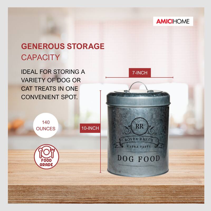 Amici Pet Rover Ranch Metal Pet Food Canister - 140 oz