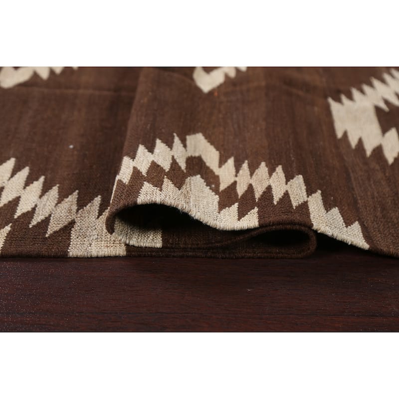 Natural Dye Contemporary Tribal Kilim Wool Area Rug Flat-woven Carpet - 4'8" x 6'8"