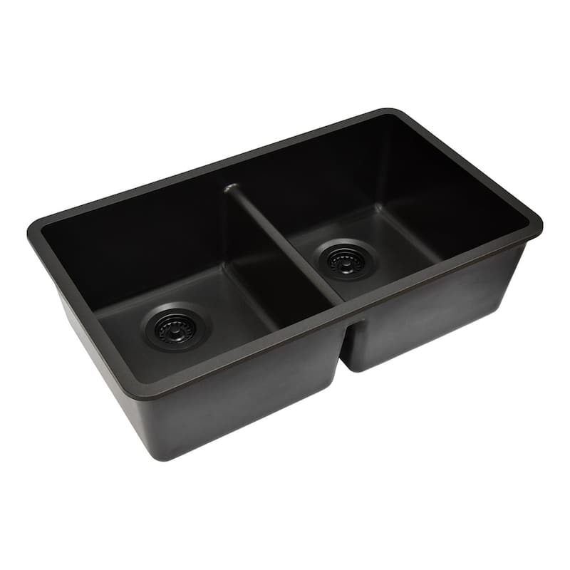 Lexicon Granite 32 Inch 50/50 Double Bowl Undermount Kitchen Sink Kit