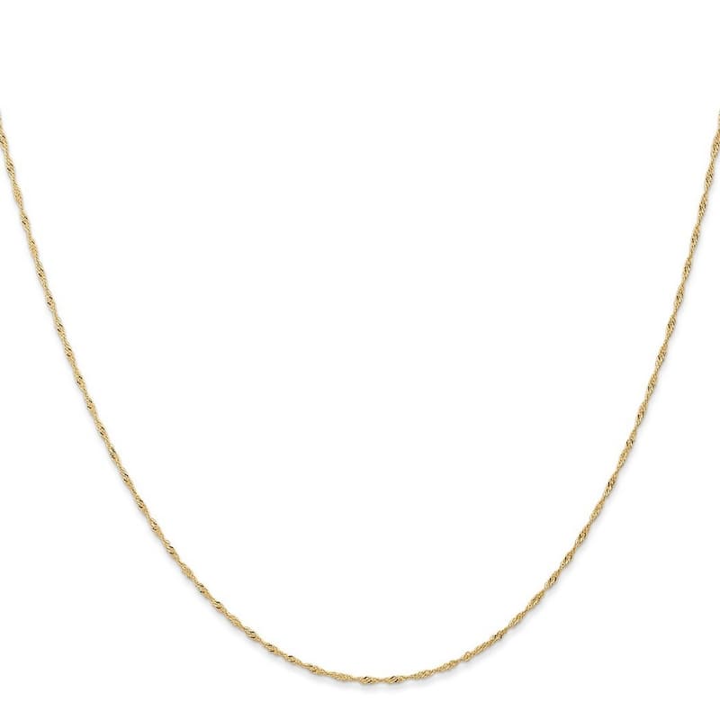 Curata 14k Yellow Gold Carded 1.0mm Singapore Chain Necklace (Spring-ring) Options: 16 18 20 24