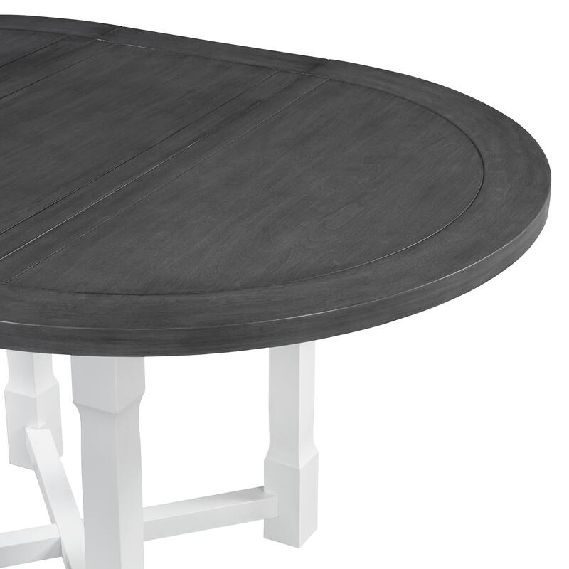 5-Piece Extendable Dining Table Set for 4, Round Dining Table for 4 with Upholstered Chairs, Farmhouse Kitchen Table Set