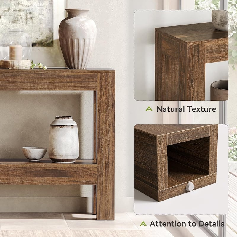 63-Inch Long Console Table for Living Room, Farmhouse Wood Entryway Table for Sofa, Entry, Hallway - 13.8" W x 63" L x 33.5" H