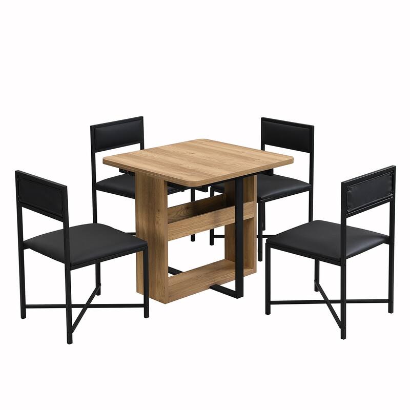 PU Chair And Extendable Dining Table Set