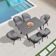 preview thumbnail 14 of 17, PURPLE LEAF 7/9/11 pcs Patio Dining Set Aluminum desk with chairs for lawn backyard garden -GREY Grey (7 Pcs Rectangular Grey Table)