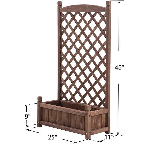 dimension image slide 0 of 2, Mcombo Planter Raised Bed with Trellis, Outdoor Wood Planter Box Garden Stander for Patio Yard, 25" x 11" x 45",