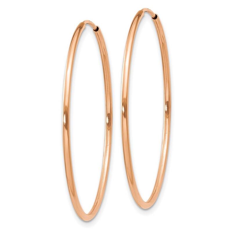 Curata 14k Rose Gold 1.2mm Polished Endless Hoop Earrings - 34.15x34mm Wide 1.25mm Thick