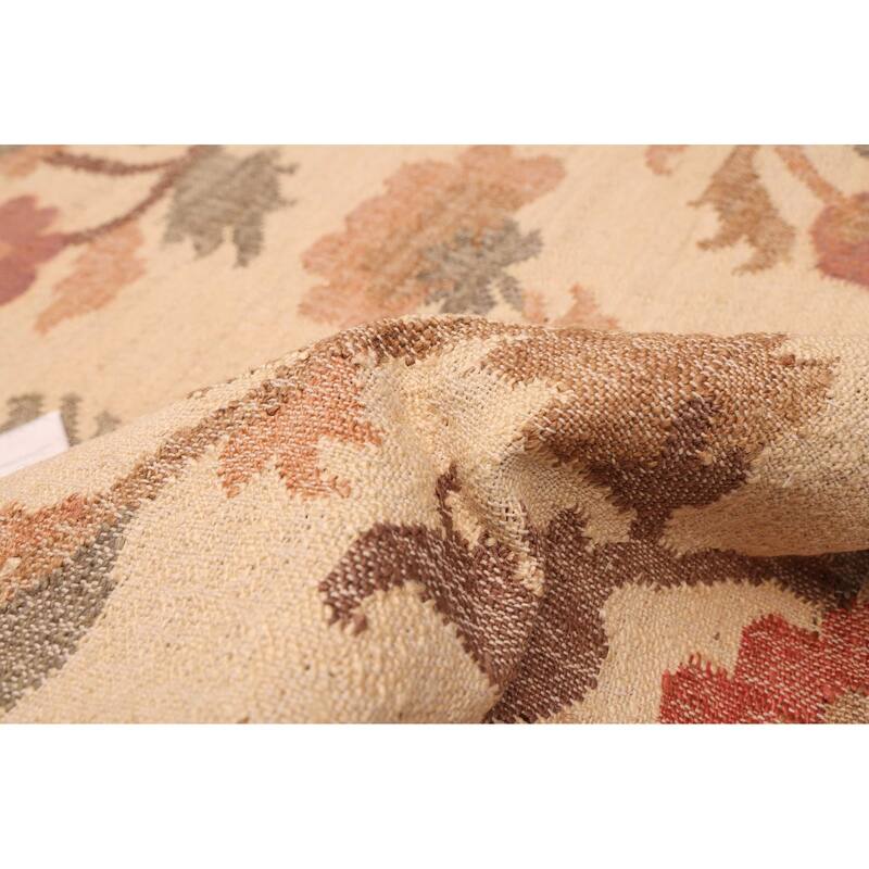 ECARPETGALLERY Flat-Weave Palas Denizli Cream Jute Kilim - 5'4 x 7'6