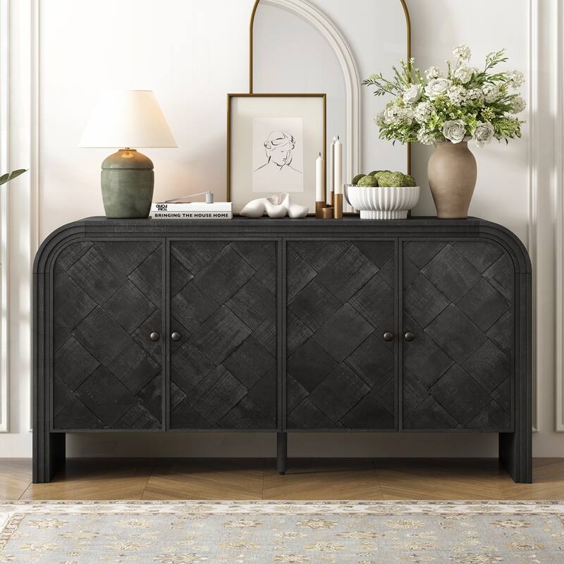 Solid Wood VeneerMDF Sideboard for Hallways