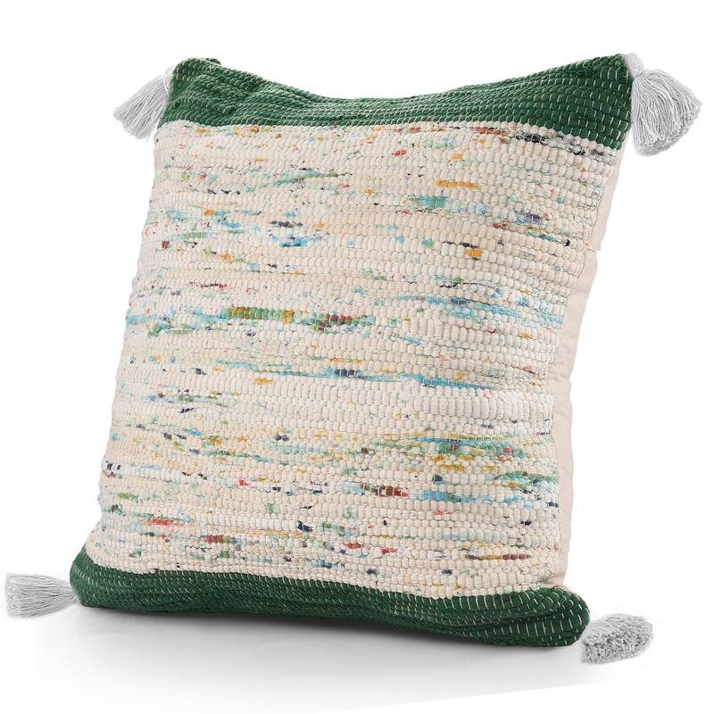 Sevita Handwoven Modern Abstract Cotton Throw Pillow, 20" x 20".