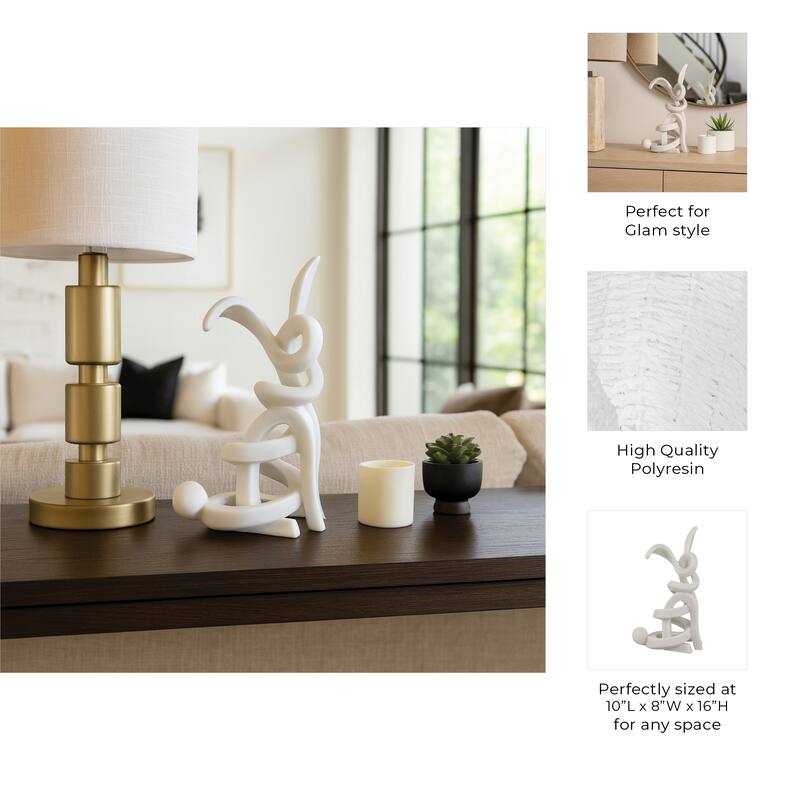 Resin Bunny Sculpture Modern Decorative Figurine Accent - 16" White - 10" x 8" x 16"