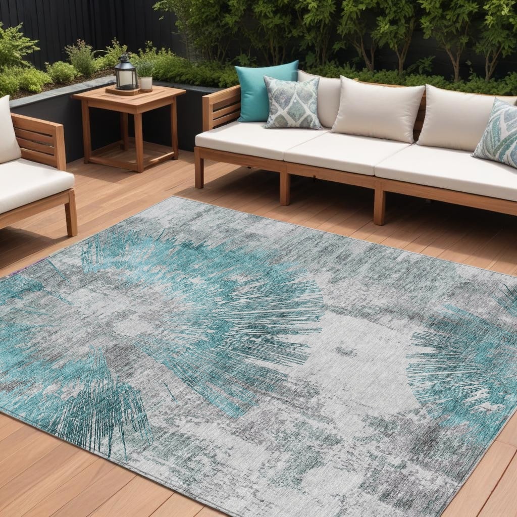 HomeRoots Abstract Transitional Rectangle Outdoor Rug