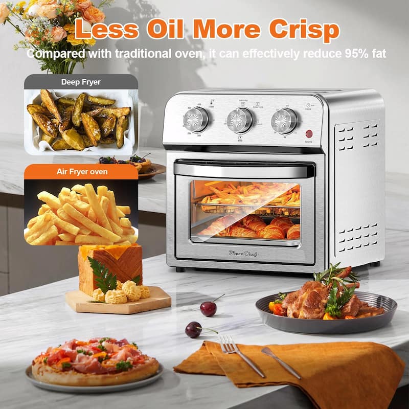 Family Size Air Fryer Toaster Oven Combo, 13QT, 360° Hot Air Circulation for Healthy Oil-Free Cooking