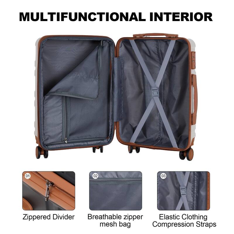 luggage sets 3 piece,carry-on luggage with wheels,check in luggage,28/24/20 inch luggage,tsa approved lock,hardshell suitcase - Black