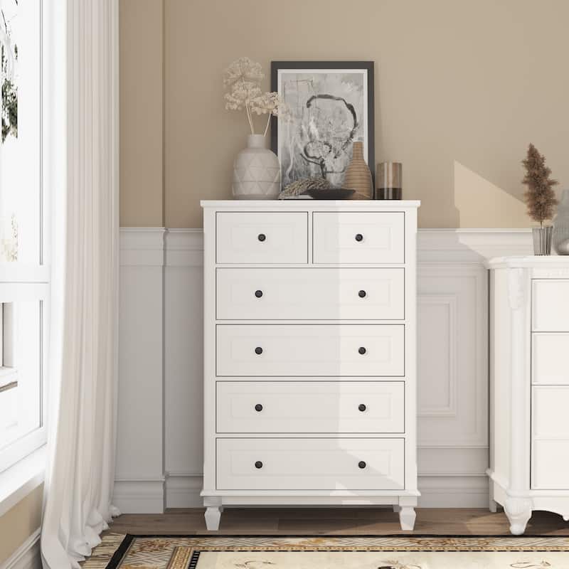 Modern Dresser with 6 Drawers Wood Chest of Storage Dressers Organizer
