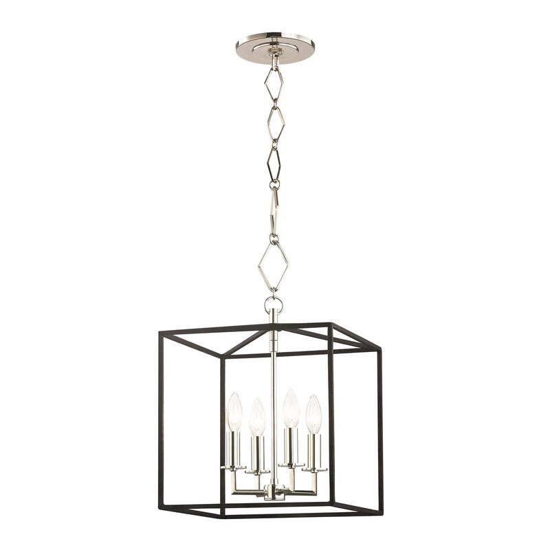 Richie by Becki Owens for Hudson Valley 4-light Polished Nickel and Textured Black Pendant