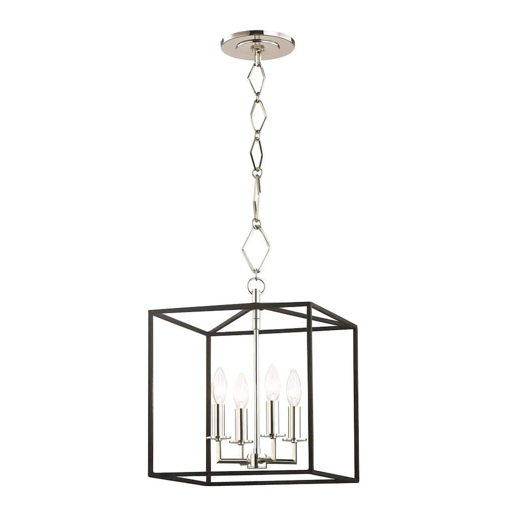 Richie by Becki Owens for Hudson Valley 4-light Polished Nickel and Textured Black Pendant