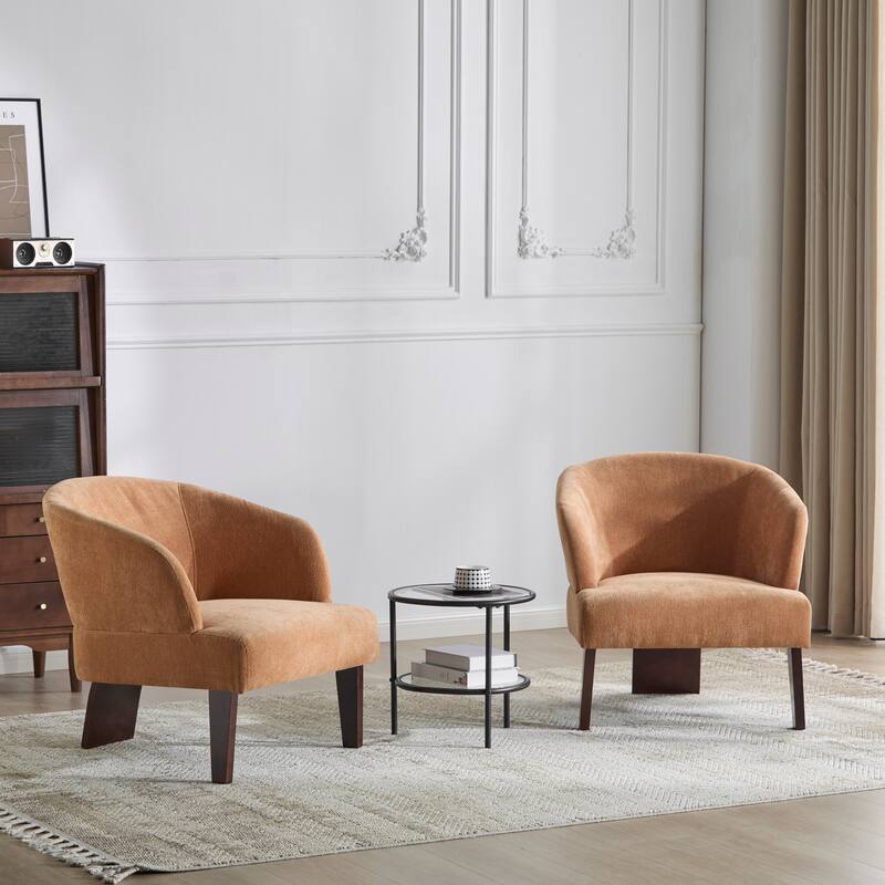 Christopher Knight Home - Arlo Modern Accent Chair with Round Back & Wooden Legs - Set of 2 - Light Pumpkin