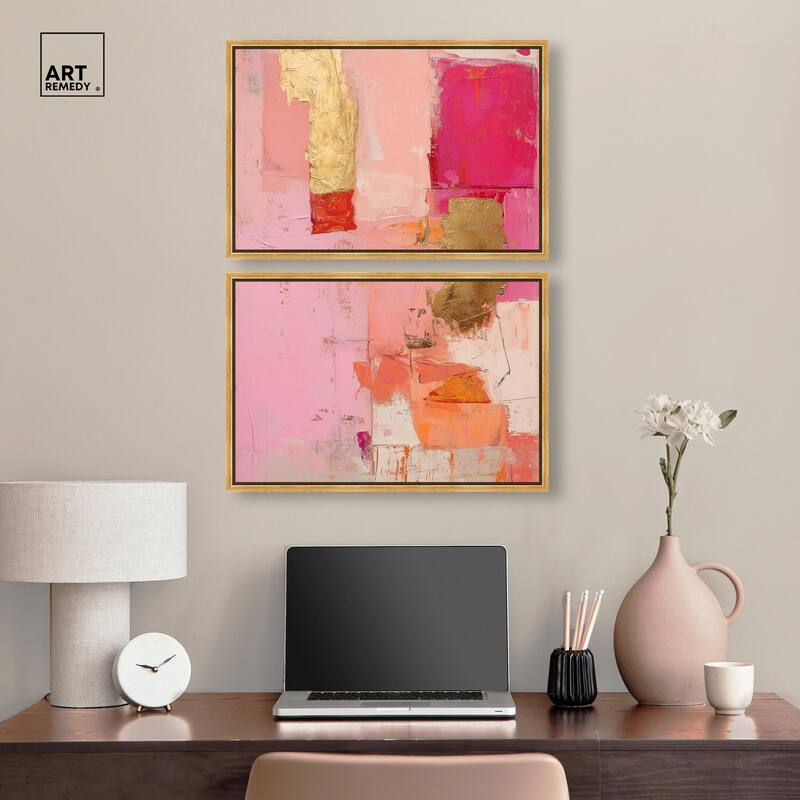 Petal Patchwork I Canvas Set of 2 by Art Remedy